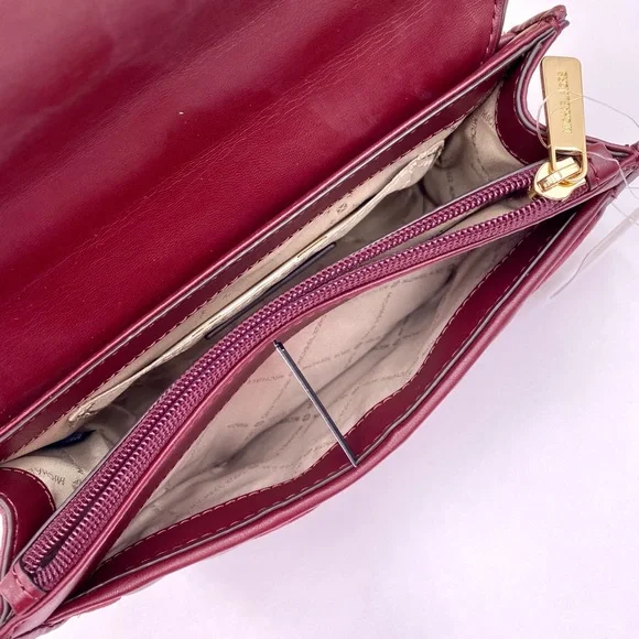 Michael Kors Rose Medium Flap Shoulder Bag Crossbody Merlot - Picture 10 of 14